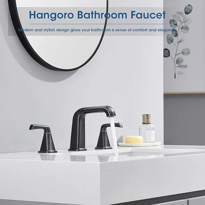 Widespread Bathroom Sink Faucet, Oil-Rubbed Bronze Bathroom Faucet 3 Hole，Brass Vanity Faucet with Pop Up Drain and 2 Supply Lines - ModernBath