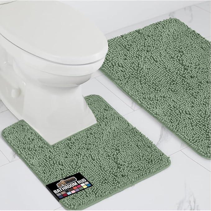 GORILLA GRIP Bathroom Rug Sets, Soft Chenille 2 Piece Area Rugs Set, Toilet Base Mat and 30x20 Carpet, Absorbent Microfiber Washable Mats Dry Quickly, Home Décor and Bath Room Accessories Sage Green - ModernBath