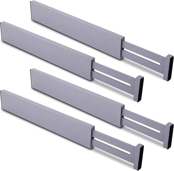 Utoplike Bamboo Drawer Dividers Large, Gray Kitchen Drawer Organizers Adjustable, Spring Loaded, Works in Dresser, Bathroom, Bedroom, Desk, 4 pcs, 2.4" H - ModernBath