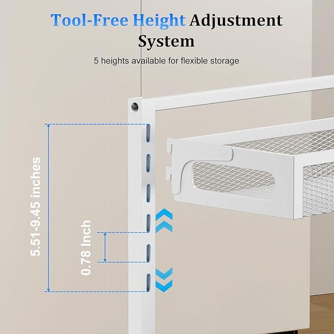 Metal Under Sink Organizer, Pull Out Cabinet Organizer Rack with Silk-Smooth Bottom Drawer, 5-Level Adjustable, Multi-Purpose Storage Shelf for Bathroom, Kitchen, Vanity, Pantry (2-Pack) - ModernBath