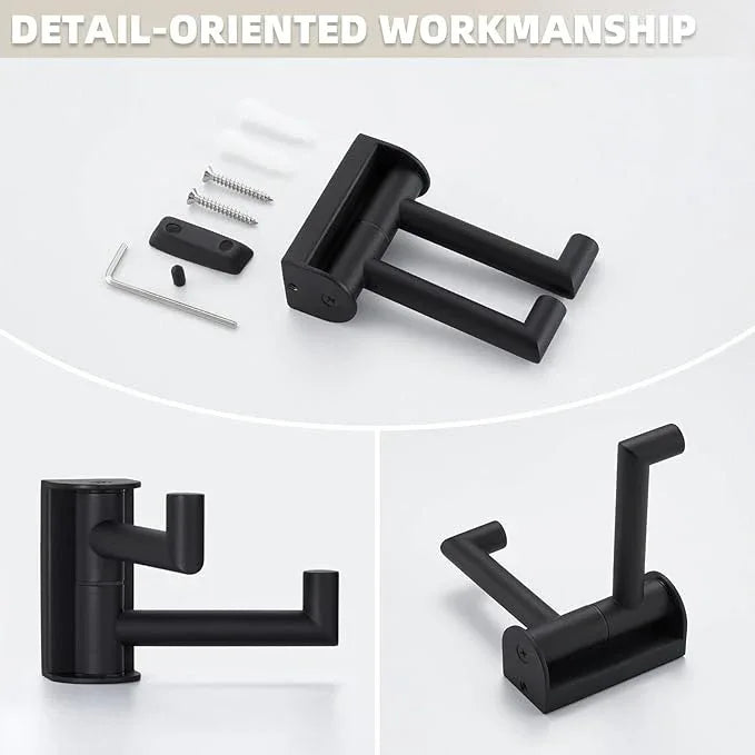 Angle Simple Swivel Double Towel Hook Matte Black, 304 Stainless Steel Robe Hook for Bathroom - ModernBath