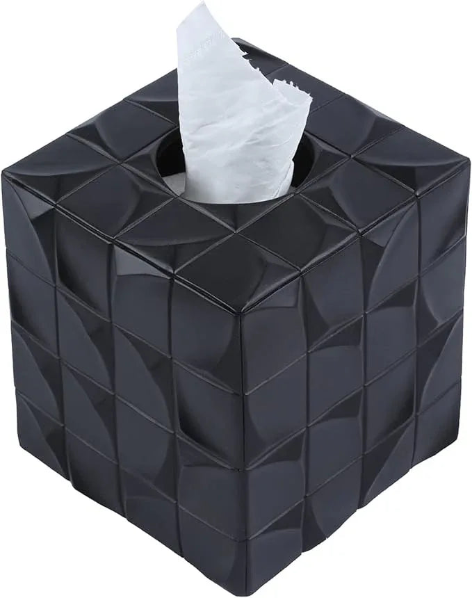 Hymmah Modern Square Tissue Box Cover Holder,Bathroom Accessories Decor Unique Design Tissue Box Cover for Bathroom Vanity Counter Tops Also Great for Bedrooms and Living Rooms - ModernBath