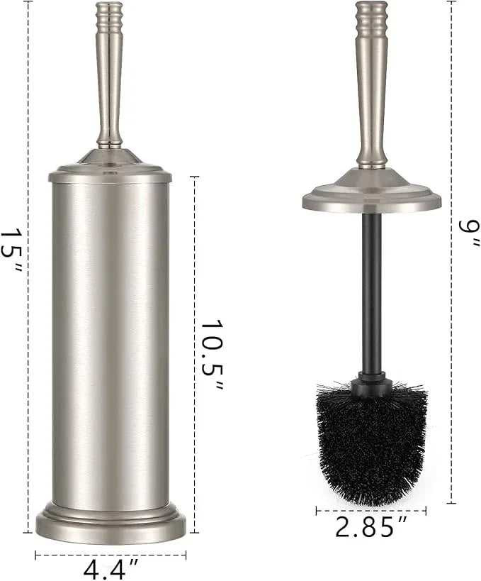 Stain Nickel Toilet Brush and Holder Set, Stainless Steel Toilet Brush for Bathroom,Heavy Duty Silver Toilet Bowl Brush,Deep Cleaning Modern Toilet Cleaner Brush -Space Saving, Covered Brush - ModernBath