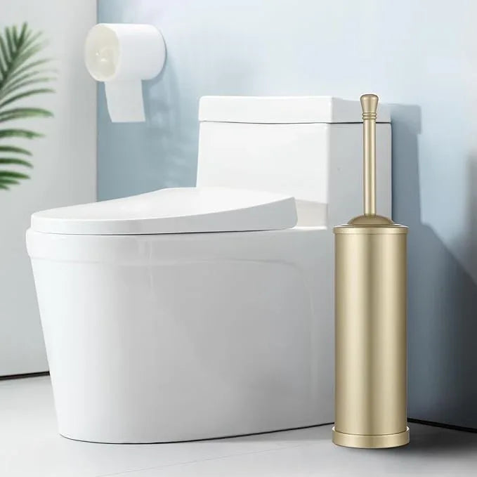 Gold Toilet Brush and Holder Set,304 Stainless Steel Toilet Bowl Brush and Holder for Bathroom,Heavy Duty Toilet Brush,Durable Scrubbing Bristles,Splash Resistant,Long Hanlde - ModernBath