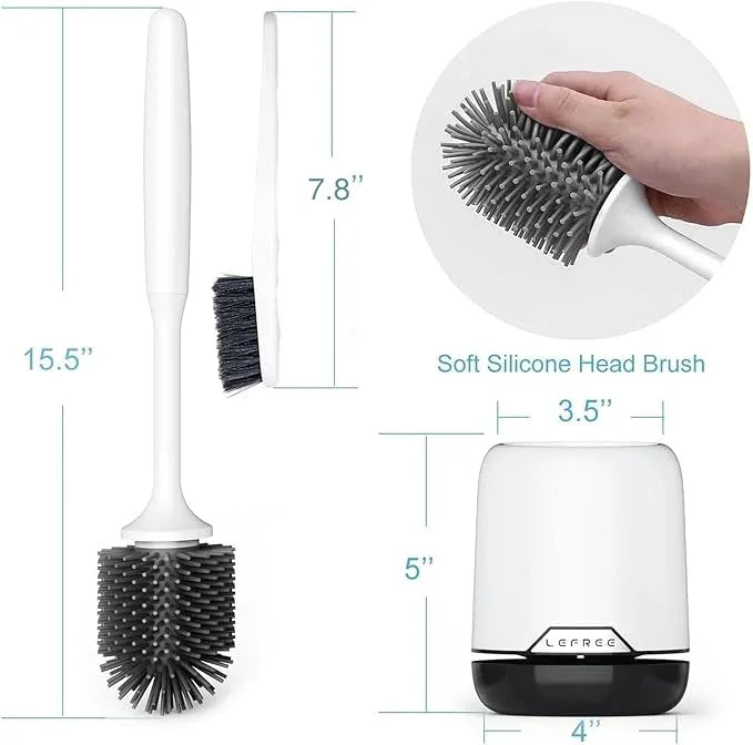 Lefree 2 Pack Silicone Toilet Brush,Rubber Toilet Bowl Brush and Holder Set with Ventilated Holder, Toilet Cleaner Brush for Bathroom,Floor Standing & Wall Mounted Toilet Scrubber Without Drilling - ModernBath