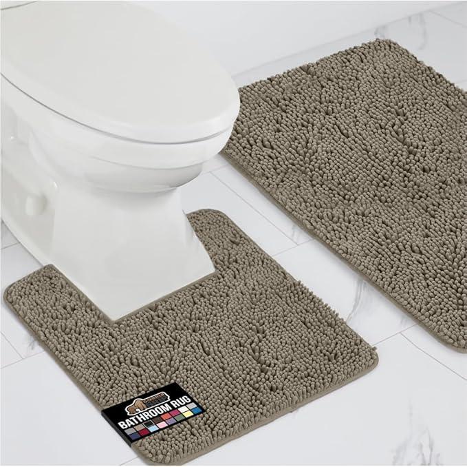 GORILLA GRIP Bathroom Rug Sets, Soft Chenille 2 Piece Area Rugs Set, Toilet Base Mat and 30x20 Carpet, Absorbent Microfiber Washable Mats Dry Quickly, Home Décor and Bath Room Accessories, Latte - ModernBath
