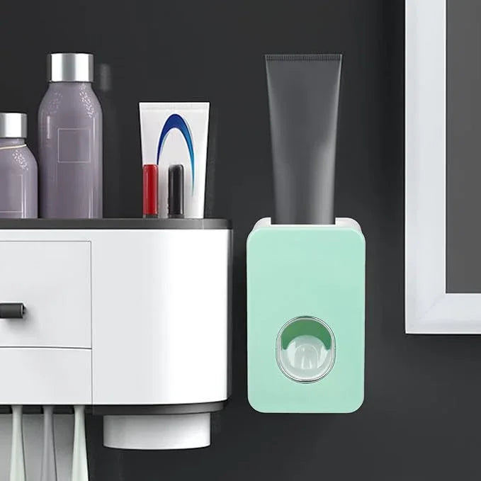 Automatic Toothpaste Dispenser Wall Mount Bathroom Accessories ABS with Super Glutinous Suction Pad for Kids Family(Green) - ModernBath