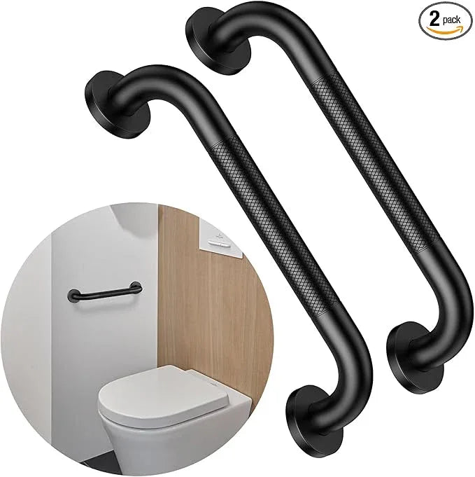 12 Inch Anti Slip Bathroom Grab Bar, 2 Pack Munzong Oil Rubbed Black Shower Grab Bar for Bathtubs, Knurled Handicap Balance Bar,Safety Hand Rail Support Elderly Senior - ModernBath