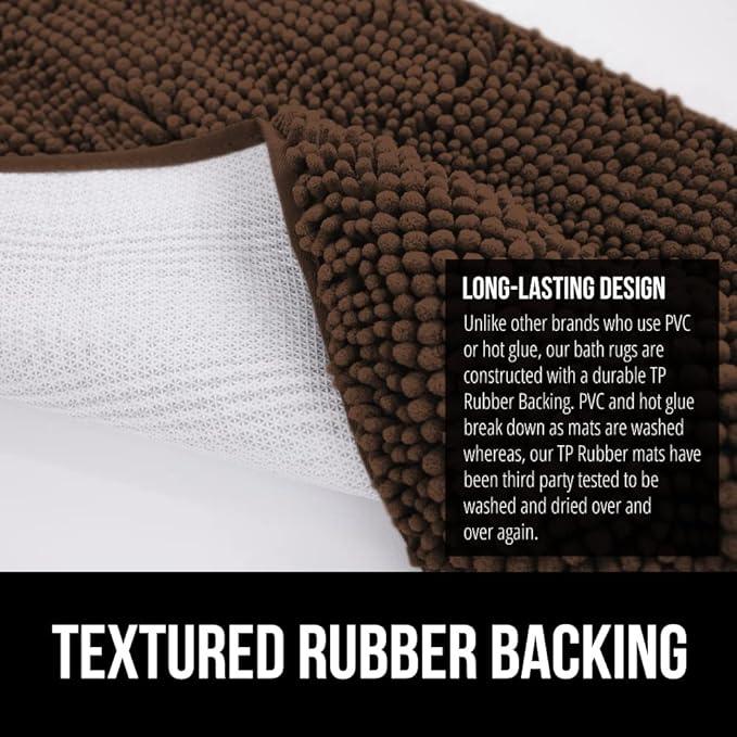 GORILLA GRIP Bathroom Rug Sets, Soft Chenille 2 Piece Area Rugs Set, Toilet Base Mat and 30x20 Carpet, Absorbent Microfiber Washable Mats Dry Quickly, Home Decor and Bath Room Accessories, Brown - ModernBath