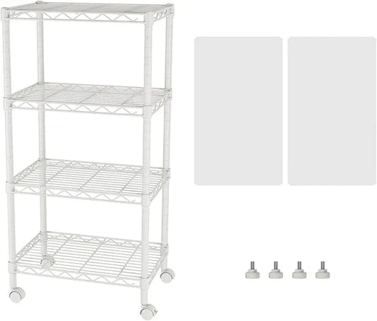 SINGAYE 4 Small Shelves Storage Shelf Wire Shelving Unit Metal Shelf Adjustable Organizers Storage Shelving with Wheels for Bathroom Laundry Room Kitchen Pantry - ModernBath