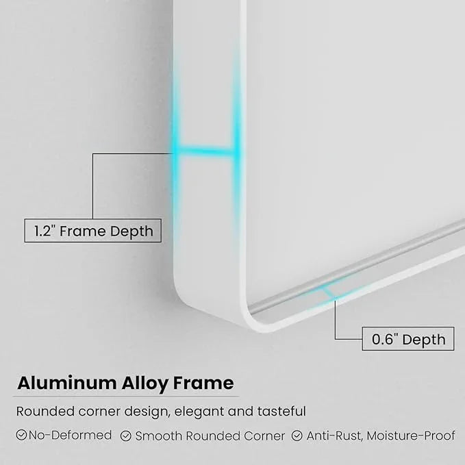 JISOSO White Bathroom Mirror 50x30 Inch, White Metal Framed Bathroom Mirror for Wall, Rounded Rectangle Matte Bathroom Vanity Mirror, Tempered Glass, Anti-Rust, Horizontal/Vertical - ModernBath