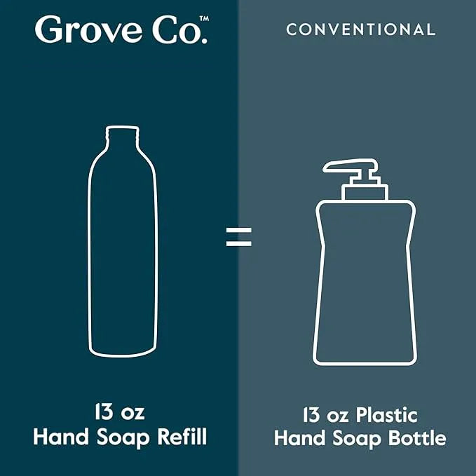 Grove Co. Hydrating Gel Hand Soap Refills (3 x 13 Fl Oz) Plastic-Free Liquid Hands Cleaner Refill Set, Leaves Hands Soft and Clean, 100% Natural Lavender Blossom & Thyme Fragrance - ModernBath