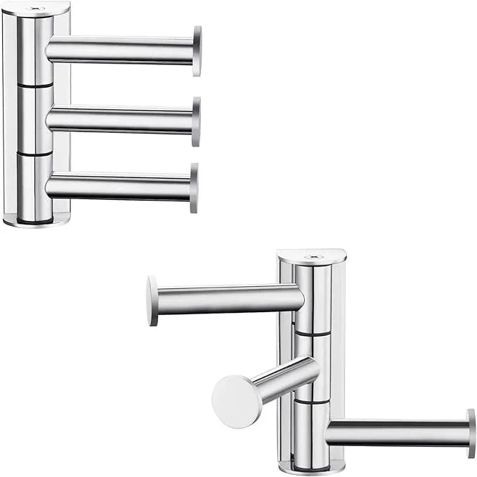 Angle Simple Swivel Towel Hooks 2 Pack, SUS 304 Stainless Steel Hand Towel Holder for Bathroom, Robe Coat Hooks Wall Mount, Polished Chrome - ModernBath