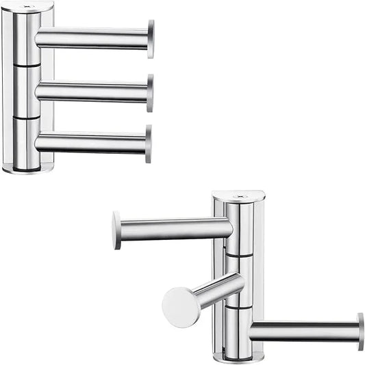 Angle Simple Swivel Towel Hooks 2 Pack, SUS 304 Stainless Steel Hand Towel Holder for Bathroom, Robe Coat Hooks Wall Mount, Polished Chrome - ModernBath