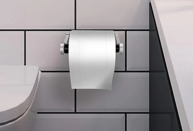 D&Joy Bathroom Toilet Paper Holder, Matte Silver Wall Mount Toilet Paper Roll Holder with Spring Loaded Roller, Aluminum Self-Adhesive Toilet Tissue Holder 5-inch TP Holder for Bathroom Kitchen - ModernBath