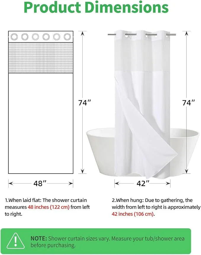 eachope Stall No Hooks Needed Linen Textured Shower Curtain with Snap-in Fabric Liner Set,Hotel Luxury Decor Shower Curtains for Bathroom,Waterproof & Washable,48Wx74H,White - ModernBath