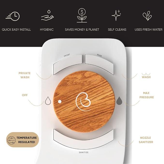 Boss Bidet Revolution Plus (Warm Water). Bidet Attachment for toilet. Luxury design, Bathroom bidet sprayer for toilet, non electric, dual nozzle, feminine wash, self cleaning. Bamboo Bali. - ModernBath