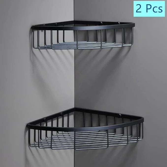 Segistan Corner Shower Caddy Organizer, SUS304 Stainless Steel Heavy Duty Rust-Proof Shelf, Wall Mounted Storage Rack for Bathroom, 2 Packs Matte Black - ModernBath