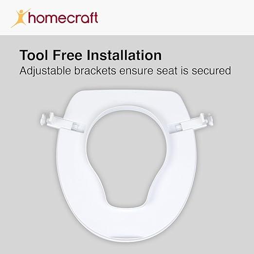 Homecraft Savanah Raised Toilet Seat, 2" High Elevated Toilet Seat Locks Onto Standard Toilets, Portable Assistance Commode Seat with Sturdy Brackets, Medical Aid for Elderly, Disabled, Limited Mobility - ModernBath