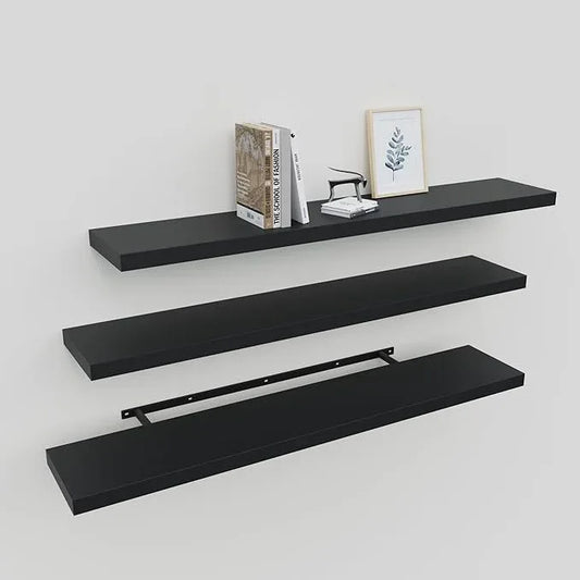 Floating Shelves for Wall Set of 3, 36" Black Wall Shelves for Home Decor, Frame Display Black Floating Shelf for Living Room, Bedroom, Bathroom, Kitchen - ModernBath