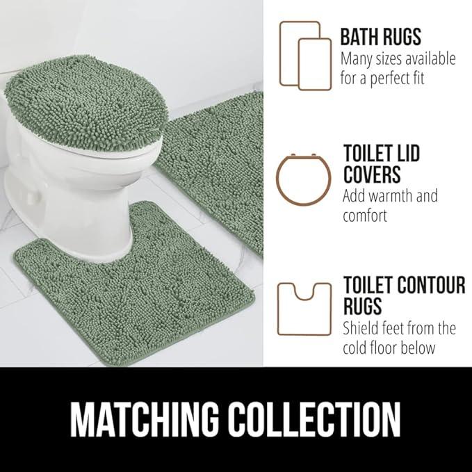 GORILLA GRIP Bathroom Rug Sets, Soft Chenille 2 Piece Area Rugs Set, Toilet Base Mat and 30x20 Carpet, Absorbent Microfiber Washable Mats Dry Quickly, Home Décor and Bath Room Accessories Sage Green - ModernBath