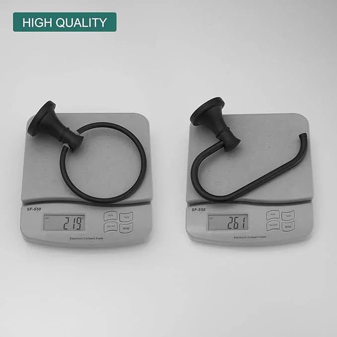 Hoimpro Matte Black Bathroom Bar Set, Wall Mounted Bathroom Hardware Fixture Tissue Roll Holder Towel Rack (Hand Towel Ring, Toilet Paper Holder), 2 PCS Bathroom Accessories, Stainless Steel - ModernBath