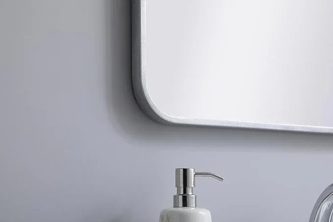 ARS Concepts Aura, Soft Corner Metal Rectangular Mirror 22X30 Inch in, Modern, Silver - ModernBath