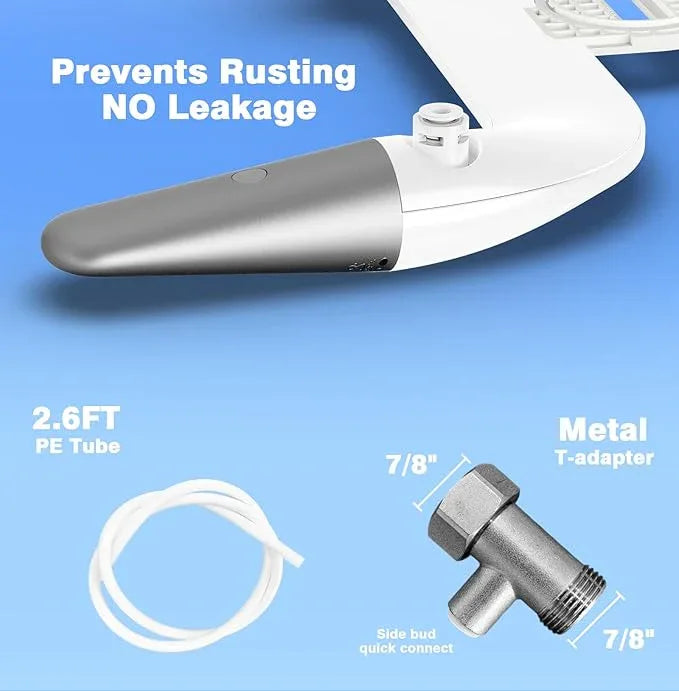 Ultra-Slim Bidet Attachment for Toilet - Dual Nozzle (Frontal & Rear Wash), Adjustable Water Pressure, Non-Electric, Cold Fresh Water, Easy to Install, Fits Existing Toilets (White) - ModernBath