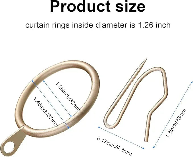 Qunclay 100 Set 1.26 Inch Metal Curtain Rings with Eyelets Curtain Hooks for Drapes and Metal Drapery Pin Drapery Hooks for Window Door Shower Bathroom Rings (Champagne) - ModernBath