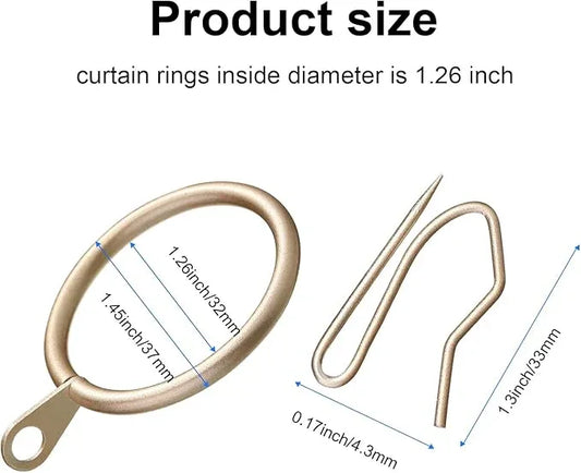 Qunclay 100 Set 1.26 Inch Metal Curtain Rings with Eyelets Curtain Hooks for Drapes and Metal Drapery Pin Drapery Hooks for Window Door Shower Bathroom Rings (Champagne) - ModernBath