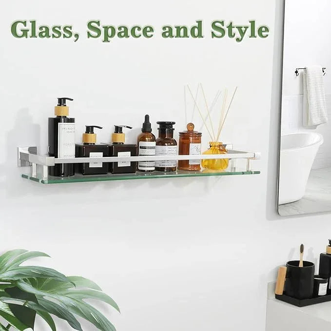 Alise Bathroom Shelf Wall Mounted, Polished Chrome Large Capacity Glass Shelf for Bathroom, 24 inch - ModernBath