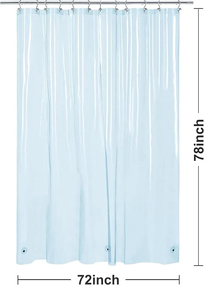 Barossa Design Clear Blue Long Shower Curtain Liner 78" Height - 3 Magnets & Waterproof Lightweight PEVA Shower Liner for Bath Tub, PVC Free, Metal Grommets, Clear Blue, 72x78 - ModernBath
