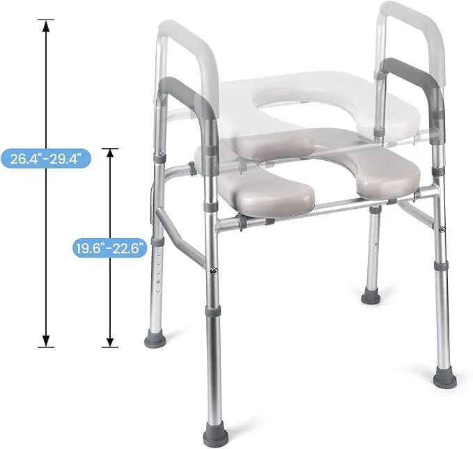Raised Toilet Seat, 350LB Stand Alone Homecare Commode Bathroom Assist Frame for Elderly, Handicapped, Disabled, Adjustable Height, Padded Seat - ModernBath