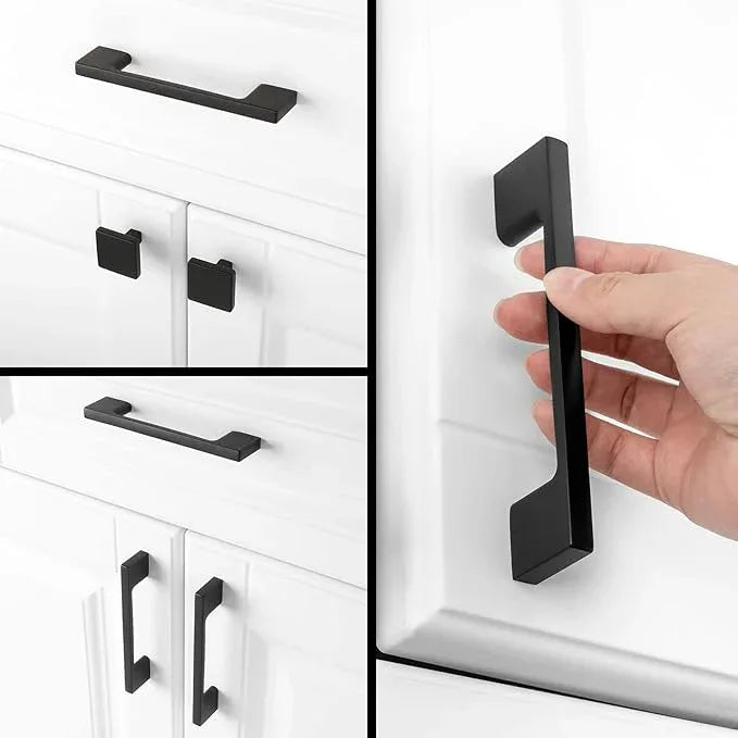 KOOFIZO Wide Foot Cabinet Bar Pull - Black Modern Solid Handle, 3.8 Inch/96mm Screw Spacing, 10-Pack for Kitchen Cupboard Door, Bedroom Dresser Drawer, Bathroom Wardrobe Hardware - ModernBath