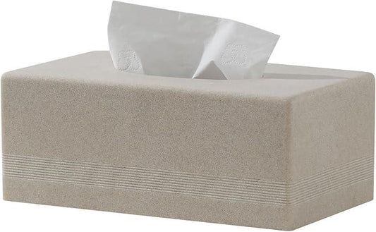 Haocoott Tissue Box Cover Rectangle, Resin Facial Tissues Holder Covers Rectangular Toilet Paper Holder Case Dispenser Home Decorative for Bathroom Kitchen Bedroom Living Room Office (Beige) - ModernBath