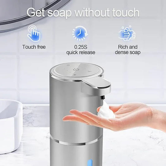 Automatic Foaming Soap Dispenser - Hand Free Pump Touchless Soap Dispenser USB Rechargeable Dispenser with 380ml, 4levels Adjustable Dispenser for Bathroom Kitchen - ModernBath