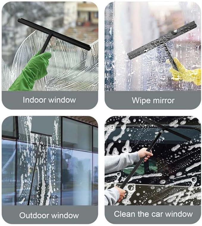 Black Telescopic Shower Squeegee for Glass Doors, Tile Shower Walls. Comes with Suction Hook, Great for Shower Glass - ModernBath