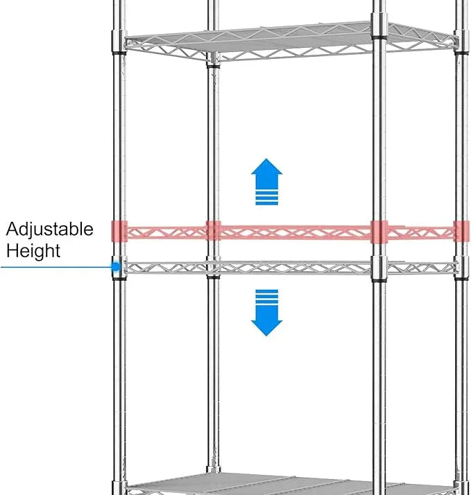 Homdox 5 Tier Steel Wire Shelving Unit on Wheels,Chrome Shelves for Garage Kitchen Living Room,Heavy Duty Shelving Rack, 23.2 x 13.8 x 72 inch (L x W x H) - ModernBath