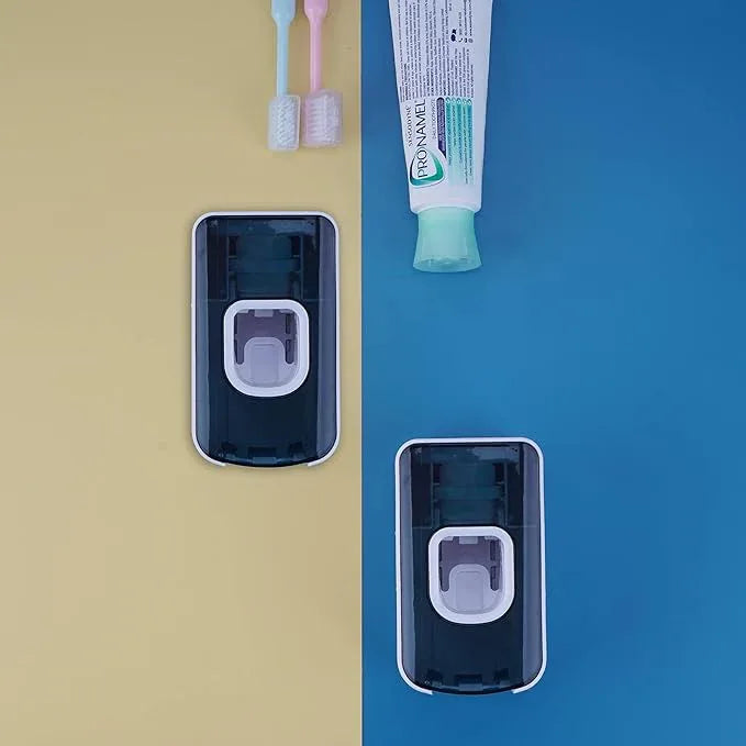 2 Slot Toothbrush Holder and Toothpaste Dispenser Wall Mounted, Automatic Toothpaste Squeezer, 2 in 1 Tooth Brush Toothpaste Organizer for Shower (Blue) - ModernBath