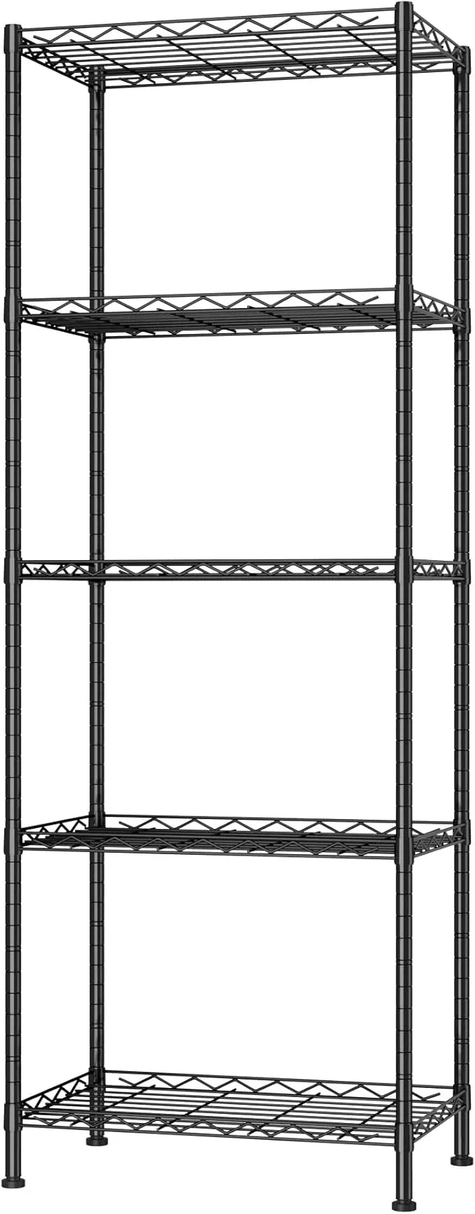 HOMEFORT 5-Shelving Unit, Adjustable Wire Shelving, Metal Wire Shelf Rack Organizer for Kitchen, Pantry, Closet, Bathroom, Laundry, Black,21" W x 11" D x 53" H - ModernBath