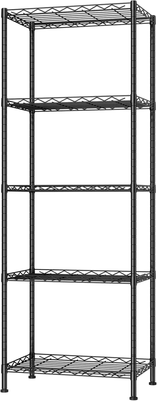 HOMEFORT 5-Shelving Unit, Adjustable Wire Shelving, Metal Wire Shelf Rack Organizer for Kitchen, Pantry, Closet, Bathroom, Laundry, Black,21" W x 11" D x 53" H - ModernBath