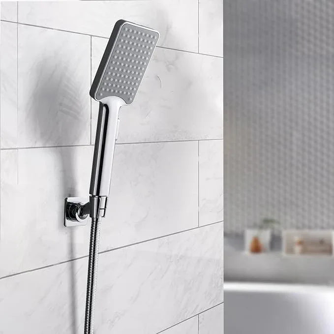 YDmeet Shower Head Holder, Adjustable Handheld Brass Shower Head Bracket, Wall Mount Holder, Drill Free Glue Installation (Polished Chrome) - ModernBath