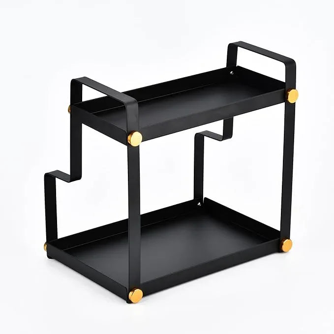 FFK 2 Tier Countertop Organizer, Cosmetic Organizer, Storage Shelf for Cabinet, Countertop, Pantry, Desktop, Ideal for Bathroom, Kitchen, Office (Black) - ModernBath