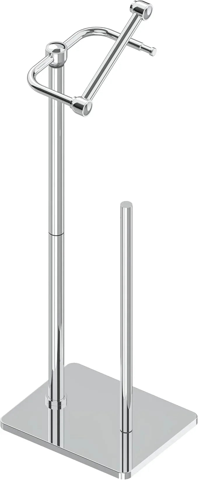 RUACQ Toilet Paper Holder Stand, Bathroom Toilet Paper roll Holder Free Standing with Storage for 4 Rolls, Post Pivoting Design, Stable Weighted Base, SUS304 Stainless Steel(Chrome) - ModernBath