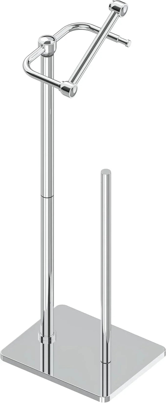 RUACQ Toilet Paper Holder Stand, Bathroom Toilet Paper roll Holder Free Standing with Storage for 4 Rolls, Post Pivoting Design, Stable Weighted Base, SUS304 Stainless Steel(Chrome) - ModernBath