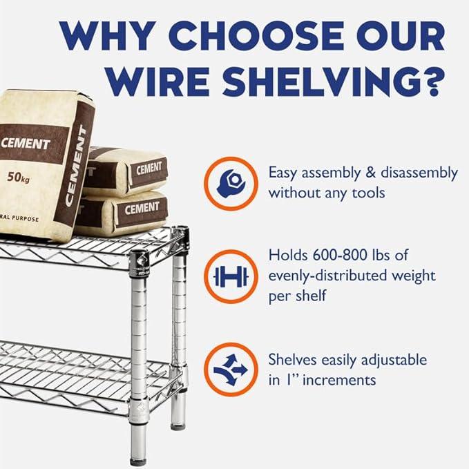 Shelving Inc. 18" d x 36" w x 34" h Black Wire Shelving with 3 Tier Shelves, Weight Capacity 300lbs Per Shelf - ModernBath