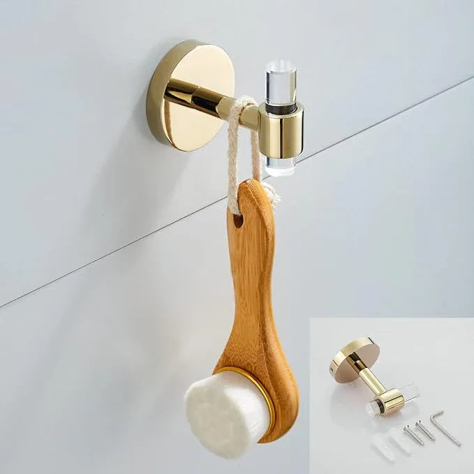 3 Pieces Bathroom Accessories Hardware Set Wall Mounted,Towel Rack 16 inches+Toilet Paper Holder+Hook,Acrylic and Brass,Gold Towel Bar Set SHUNLI - ModernBath