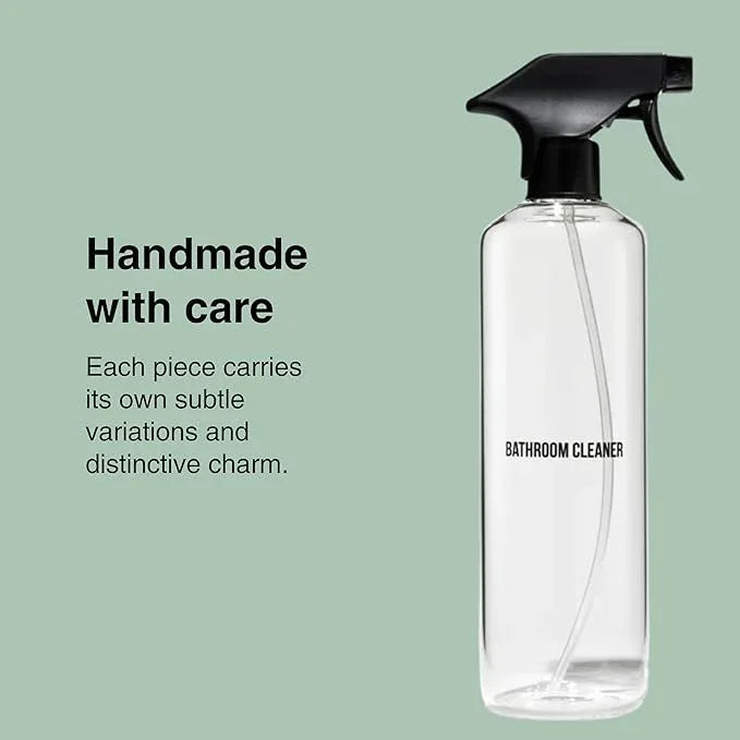 Public Goods Empty Glass Spray Bottle for Bathroom Cleaner | Refillable Spray Bottle for Cleaning | Made with Clear Borosilicate Glass for Toilets, Tile, Showers, Sinks | BPA Free | 24 Oz - ModernBath