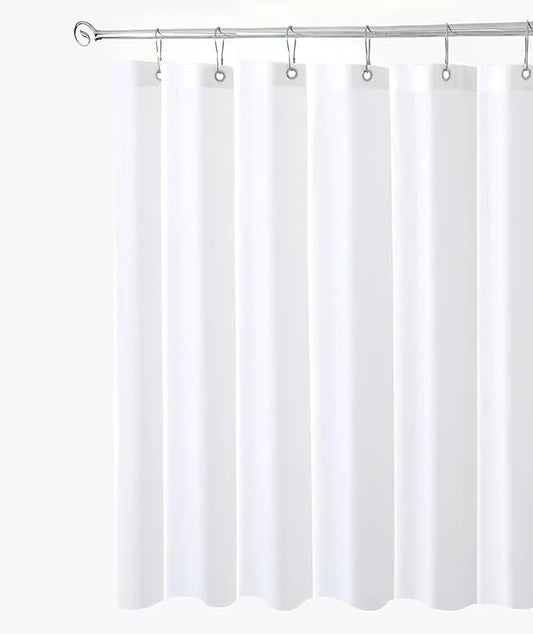 Biscaynebay Fabric Extra Long Shower Curtain Liners, White 72" Width by 108" Length, Water Resistant Bathroom Curtains, Rust Resistant Grommets Top Weighted Bottom Machine Washable - ModernBath