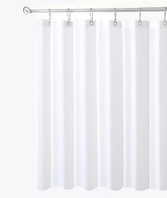 Biscaynebay Fabric Shower Stall Curtain Liners, White 40 Inch Width by 72 Inch Length, Water Resistant Bathroom Curtains, Rust Resistant Grommets (7 Holes) Weighted Bottom Machine Washable - ModernBath